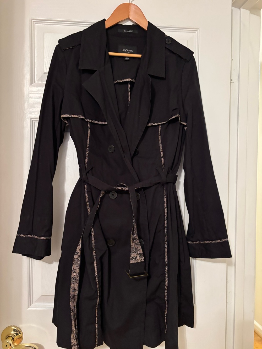 Jason Wu 2012 Black Trench Coat with Contrast Trim